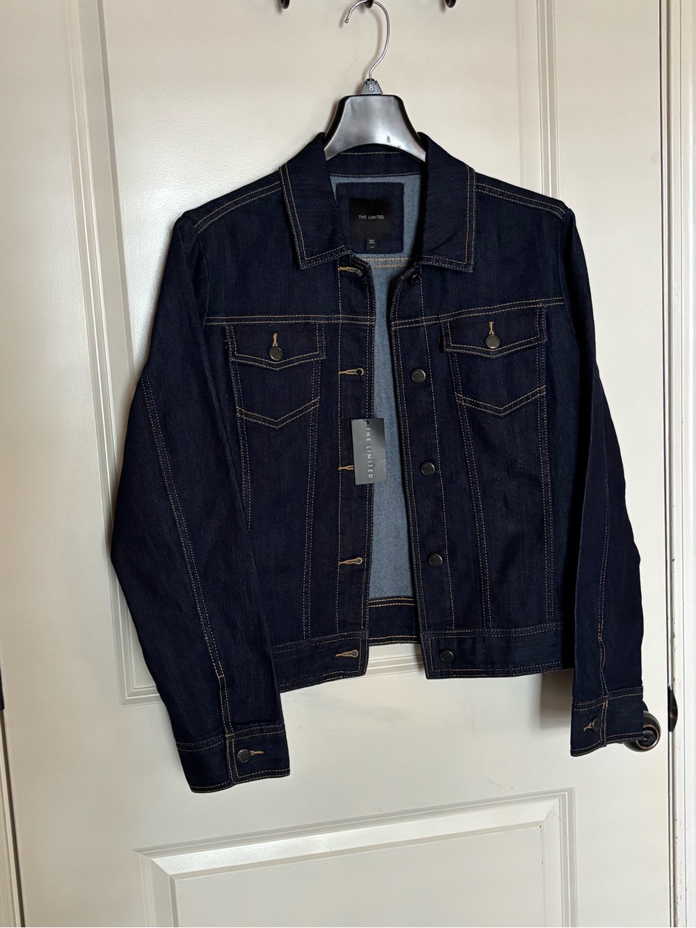The Limited Dark Indigo Denim Jacket with Contrast Stitching